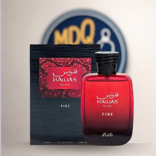 Rasasi Hawas Fire EDP 100ml - Perfume Arabe Unisex Acuático Especiado 2025 MDQ