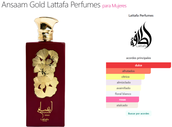 Lattafa Ansaam Gold EDP 100ml - Perfume Arabe Mujer - Alt. Oriana MDQ