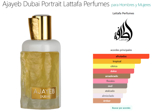 Lattafa Ajayeb Dubai Portrait EDP 100ml Perfume Árabe Unisex Mango Tropical -Oud